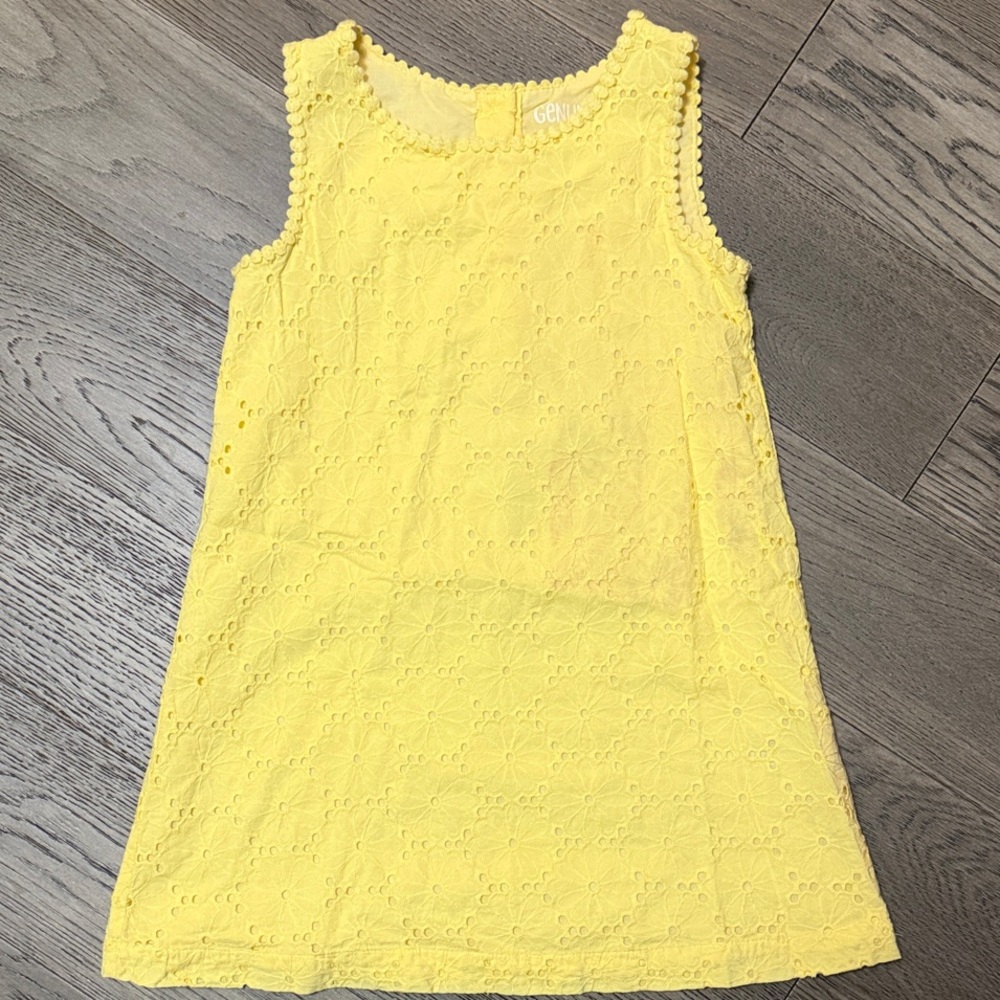 Girls Yellow Lace Sleeveless Dress